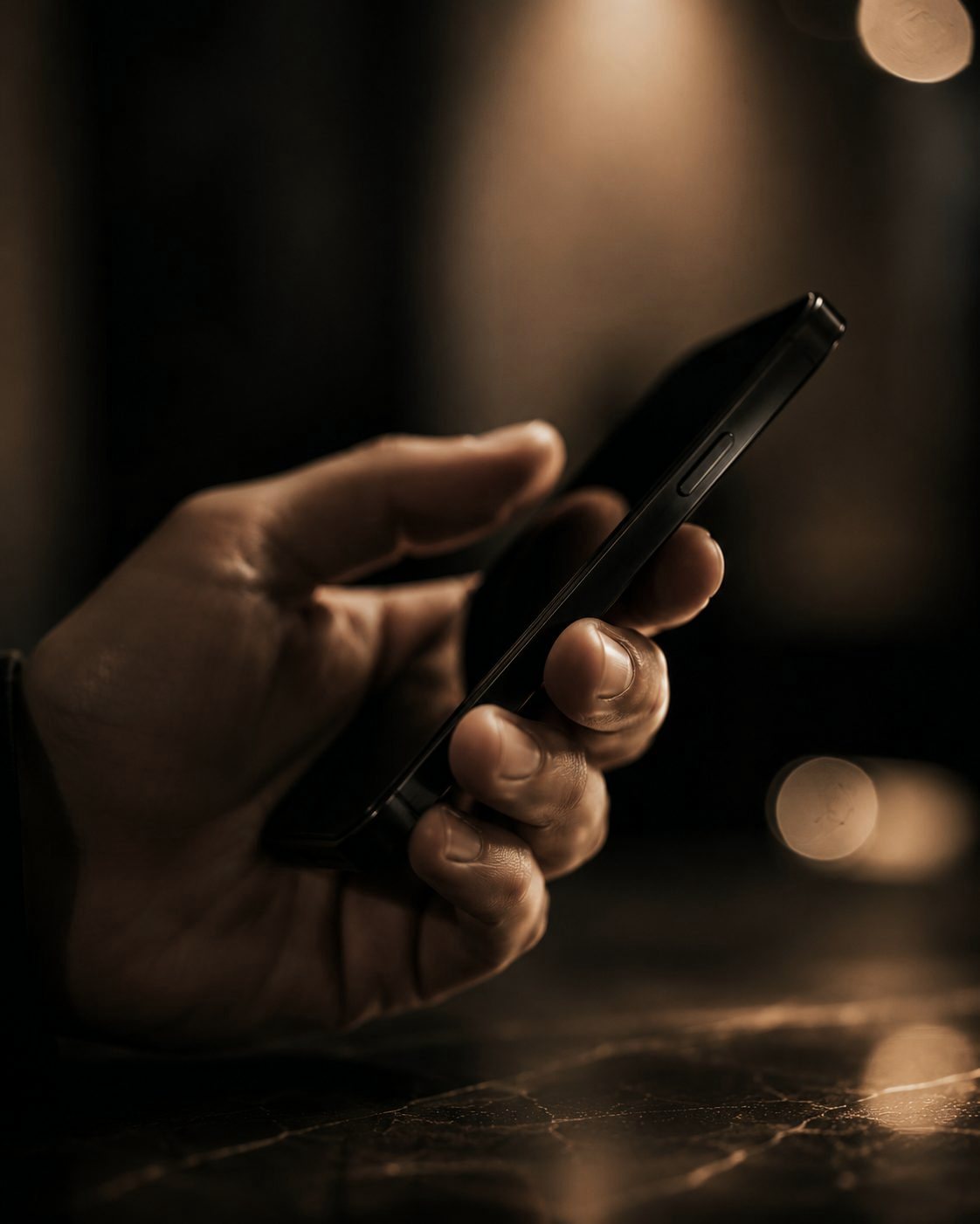 Hand mit Smartphone im Abendlicht, Sinnbild für Social-Media-Beratung